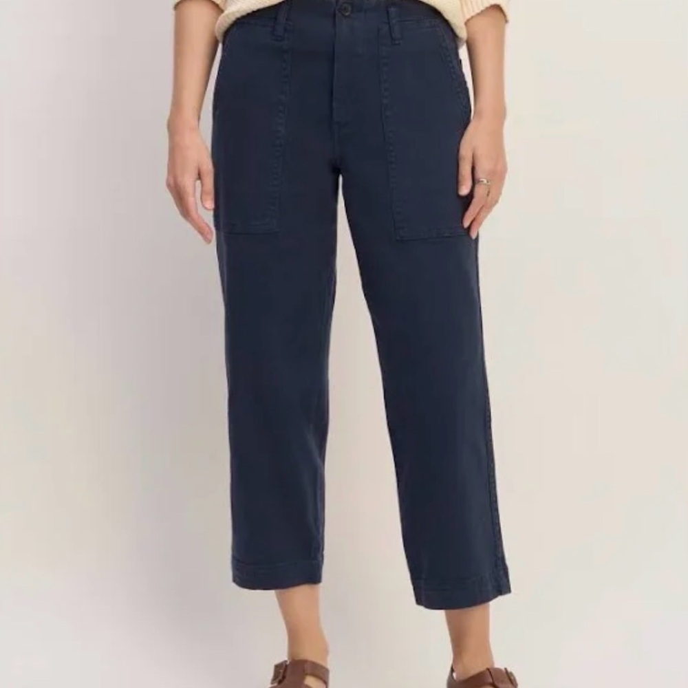 Everlane Navy Straight-Leg Cropped Pants